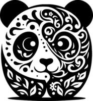 design with curved line art and panda combination vector