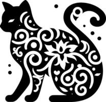 sencillo detallado gato diseño con un único combinación de batik motivos vector