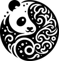 design with curved line art and panda combination vector