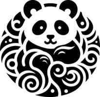 design with curved line art and panda combination vector