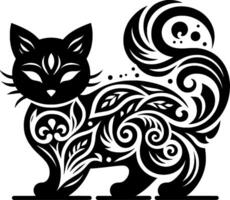 detallado gato diseño con un único combinación de batik motivos vector