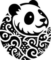 design with curved line art and panda combination vector