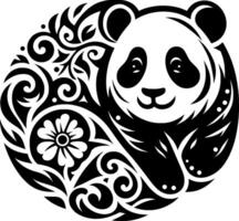 design with curved line art and panda combination vector