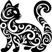 detallado gato diseño con un único combinación de batik motivos vector