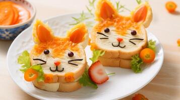 AI generated Cute Bunny Sandwiches Perfect for Kids Parties photo