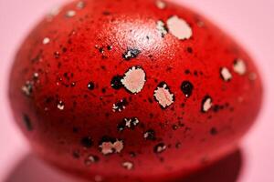 Easter red quail egg close-up. Texture. photo