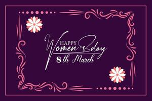 8 March, women's Day greeting card and Happy Women's Day banner design, placard, card, and poster design template with text inscription and standard color,  International Women's Day celebration, vector