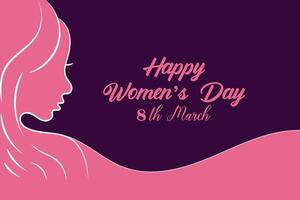 8 March, women's Day greeting card and Happy Women's Day banner design, placard, card, and poster design template with text inscription and standard color,  International Women's Day celebration, vector