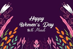 8 marzo, De las mujeres día saludo tarjeta y contento De las mujeres día bandera diseño, cartel, tarjeta, y póster diseño modelo con texto inscripción y estándar color, internacional De las mujeres día celebracion, vector