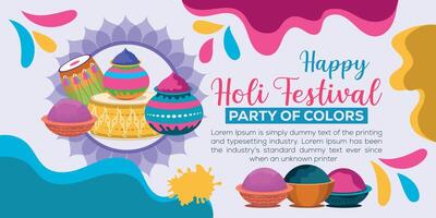 Happy Holi colorful banner template indian hinduism festival celebration, social media poster design  and horizontal banner template for holi festival celebration vector