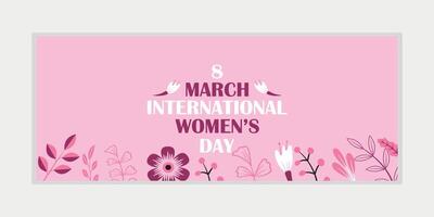 8 marzo, De las mujeres día saludo tarjeta y contento De las mujeres día bandera diseño, cartel, tarjeta, y póster diseño modelo con texto inscripción y estándar color, internacional De las mujeres día celebracion, vector