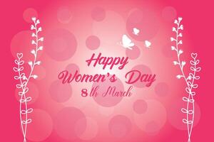 8 March, women's Day greeting card and Happy Women's Day banner design, placard, card, and poster design template with text inscription and standard color,  International Women's Day celebration, vector