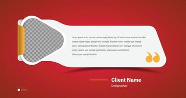 Customer feedback and quote presentation template with image placeholder vector