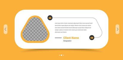 Client testimonial and feedback template with image placeholder vector