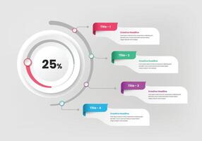 Annual business progress presentation four steps infographic template with circular graph vector