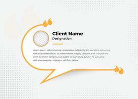 Minimalist client testimonial template design with image placeholder vector