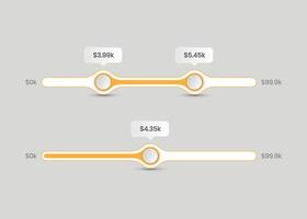 Simple ecommerce price range filter scrollbar slider design vector