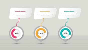 Data overview and text presentation minimalist infographic elements with circular progress graph vector