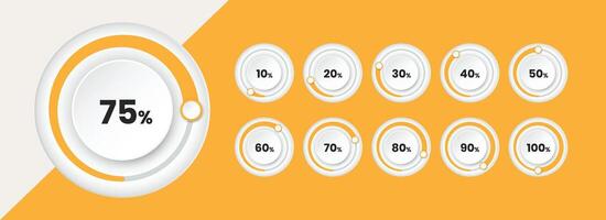 Modern minimalist circular progress graph with percent for ui element vector