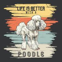 Retro Poodle Dog Tshirt Design  Vector Illustration