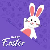 Happy Easter card with easter eggs garland and rabbit. Simple vector decoration