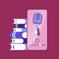 Education podcast on smartphone app . New ways of education concept vector