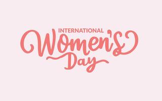 International Women's Day typography, Vector illustration, pink text