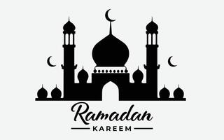 Ramadan Kareem background concept with silhouette of mosque. Vector illustration.