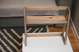 handmade kraft wooden shelf for home photo