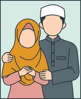 Moeslem couple cartoon faceless vector