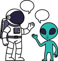 astronauta con extraterrestre vector