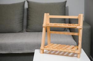 handmade kraft wooden shelf for home photo