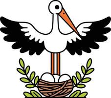 Stork cute cartoon illustration vector