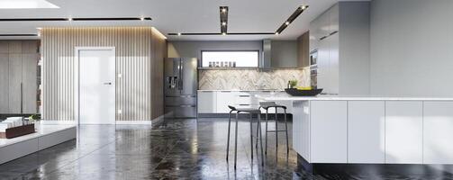 white modern kitchen in a house photo