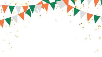 bunting hanging banner green, white and orange flag triangles party decoration vector