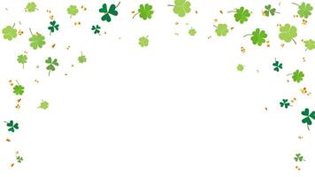 St Patrick s Day border with green lucky leaf clover and gold confetti. party invitation design vector