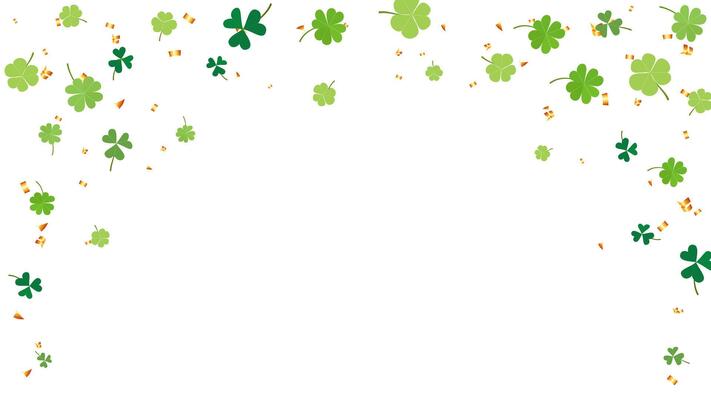 St Patrick s Day border with green lucky leaf clover and gold confetti. party invitation design