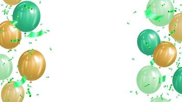 frame holiday party festive celebration with green and gold balloons vector illustration