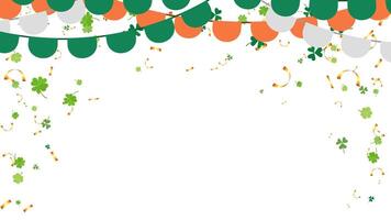 Flag garlands and falling confetti Saint Patrick Day isolated ornament background vector