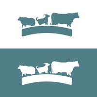 vector silueta ilustración vaca pollo cabra animal granja grupo logo