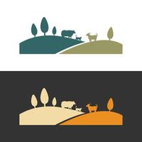 ganado oveja cabra Valle logo vacas vector ilustración