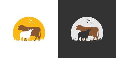 ganado oveja vaca vacas logo vector ilustración