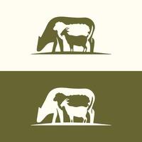 vaca oveja cabra granja animal silueta vector ilustración. ganado logo