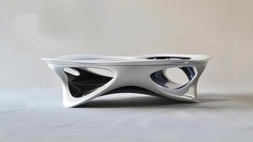 AI generated Futuristic Coffee Table, futuristic coffee table with innovative shapes and materials against a white backdrop, generative AI photo