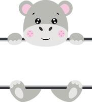 Cute hippo with blank signboard vector