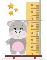 Cute hippo ruler for baby growth vector