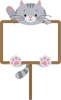 Cute cat waving hanging a blank signboard vector