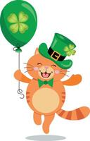 St Patrick's day teddy bear holding a green balloon with clover vector