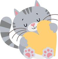 Cute cat holding a heart vector