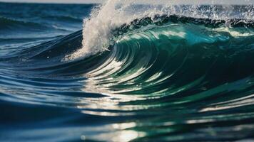 ai generado cerca arriba de olas en el medio de el mar foto